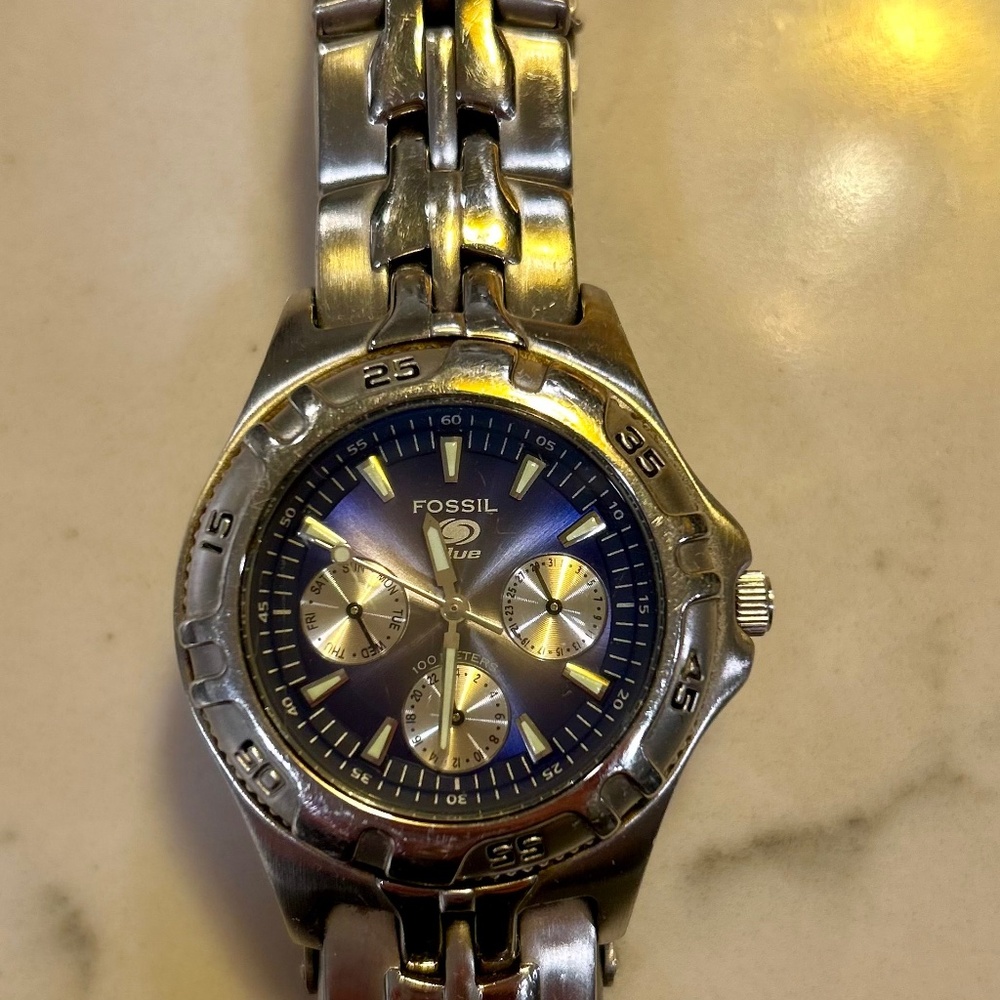 Fossil blue dial watch